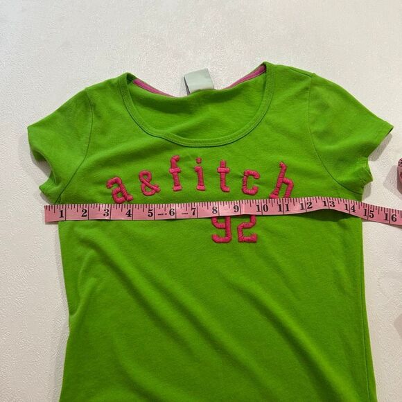 Abercrombie Kids Green A&Fitch ‘92 Graphic Tee Size Large | Y2K Bright Retro T-S - Picture 4 of 5